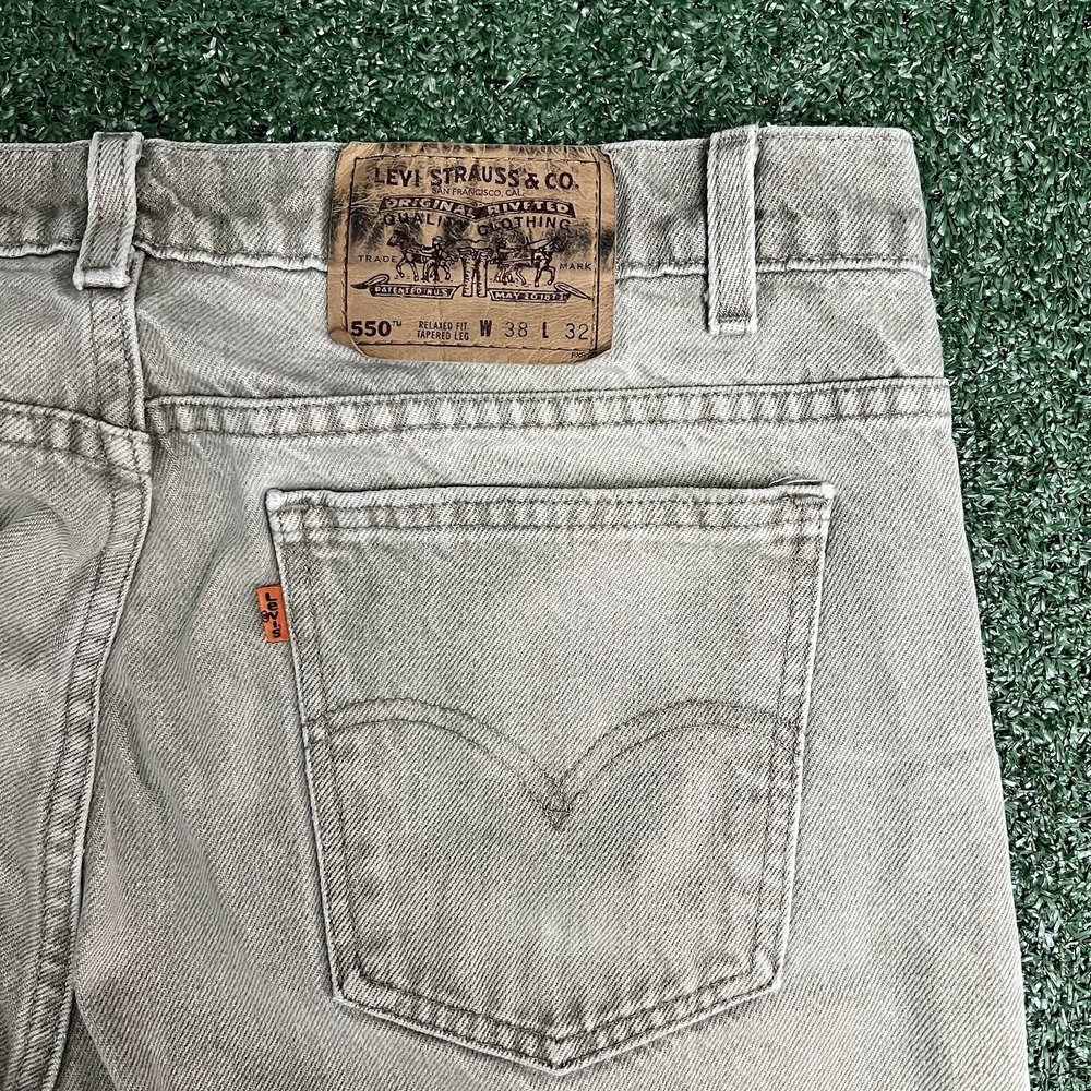 Levi's 550 Orange Tab USA Made Beige Gray Relaxed Fit Jeans 38x32 Vintage Skater